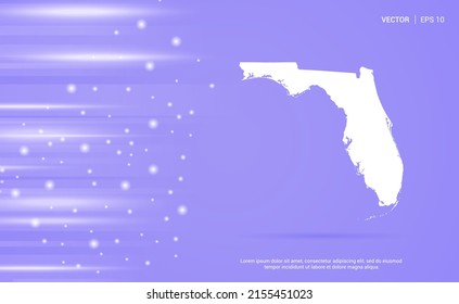 Mapa de Florida aislado en el fondo morado. Ilustración vectorial.