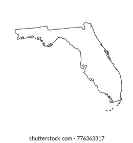 Florida map isolated on white background silhouette