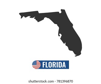 Florida map isolated white background silhouette  Florida USA state  American flag  Vector illustration 