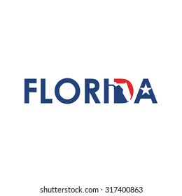 Florida Map In The Letter D. Logo Vector.