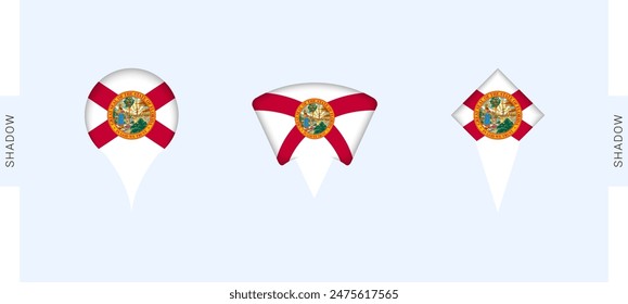 Florida Map Markers Set. Perfect for projects related to Florida, travel, geography, and international representation. Vector collection.