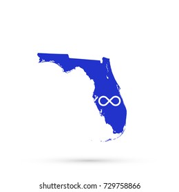 Florida map in Metis Blue flag colors
