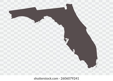 FLORIDA Map Minimalist  High-Quality PNG  Ash Color on Transparent Background Perfect for presentations infographics educational materials and graphic design projects