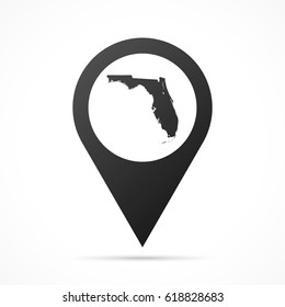 Florida Map on location pin. Map pointer isolated on a white background.
Conceptual vector illustration.
