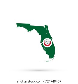 Florida map in Organisation of Islamic Cooperation (OIC) flag colors, editable vector.