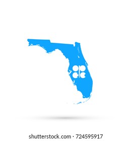 Florida map in Organization of the Petroleum Exporting Countries (OPEC) flag colors, editable vector.