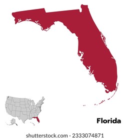 Florida-Karte mit Umrissfarbenflagge