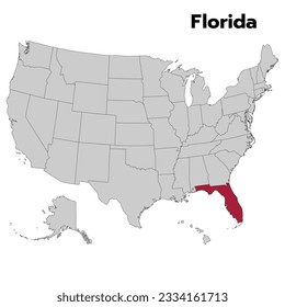 Florida map with outline color flag