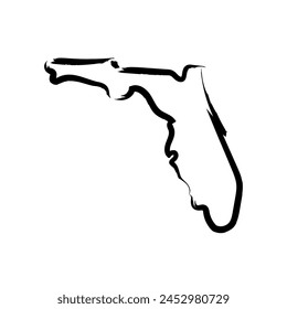 Florida map outline concept sketch. Isolated vector graphics hand drawn map of US state.