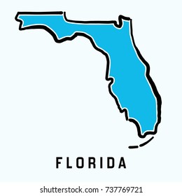 Florida map outline    smooth simplified US state shape map vector 