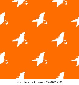 Florida map pattern repeat seamless in orange color for any design. Vector geometric illustration