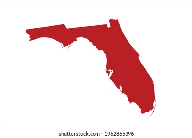 FLORIDA Map Red Color on White Backgound