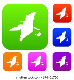 Florida map set icon in different colors isolated vector illustration. Premium collection