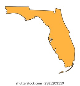Forma de mapa de Florida, estados unidos de américa. Icono de concepto plano, ilustración vectorial.