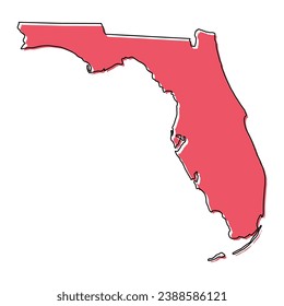 Florida map shape, united states of america. Flat concept icon symbol vector illustration .