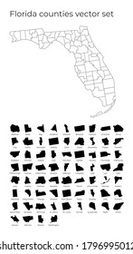 Florida map with shapes of regions. Blank vector map of the US state with counties. Borders of the US state for your infographic. Vector illustration.