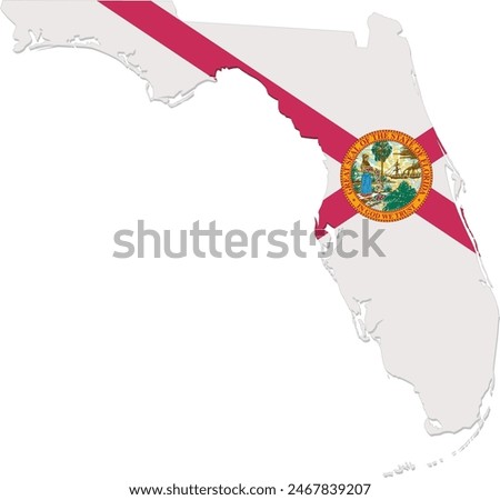 Florida map in state flag colors (cut out)
