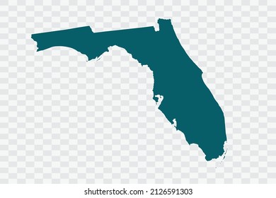 FLORIDA Map Teal Green Color on Backgound png