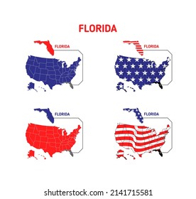 Florida map with usa flag design illustration vector eps format , suitable for your design needs, logo, illustration, animation, etc.