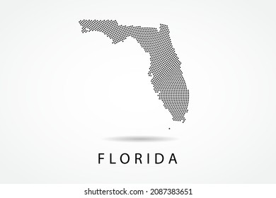 Florida Map - USA, United States of America Map vector template with Black dots, grid, grunge, halftone style isolated on white background for infographic - Vector illustration eps 10