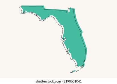 Mapa de Florida - EE.UU., Unites State of America Map vector con formas geométricas de color negro y verde y estilo de líneas aisladas en fondo blanco para diseño, infografía - Ilustración vectorial eps 10