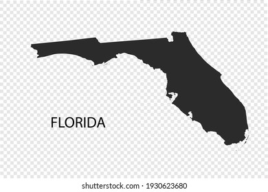 FLORIDA map vector, black color. isolated on transparent background