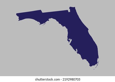 Florida map vector, blue color, Isolated on gray background