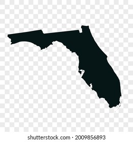 FLORIDA map vector. dark color. isolated on transparent background.