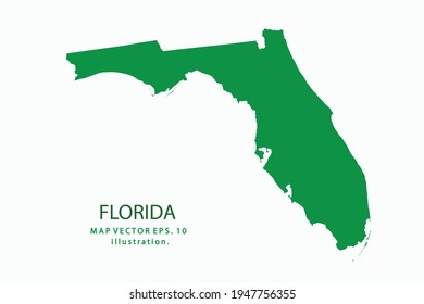 FLORIDA map. Vector eps10. green color. on white backgrounds.