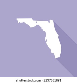 Florida map vector illustration. Lavender colored flat map of south east state with the capital - Tallahassee. United States od America, infographics, geography concepts.