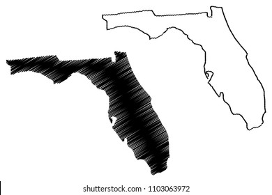 Florida map vector illustration, scribble sketch Florida map