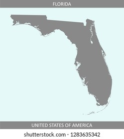 Florida map vector outline illustration gray background