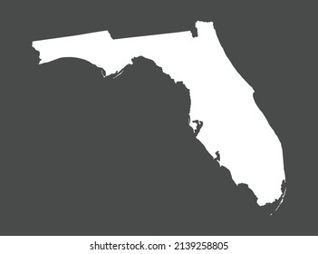 Florida map vector, white color, Isolated on gray background