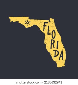 Florida Map Vintage Textured Vector Illustration