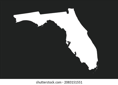FLORIDA map White Color on black Background