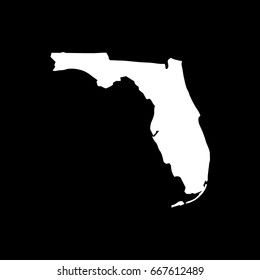 Florida map in withe on black background