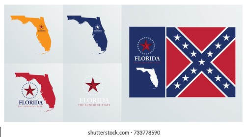 florida map with word nickname - the sunshine state collection.