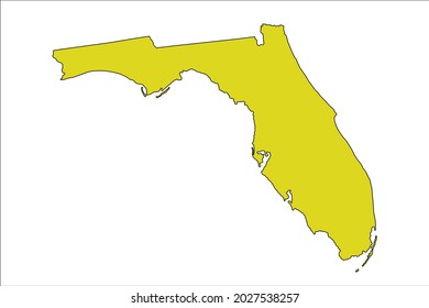 FLORIDA map yellow Color on Backgound