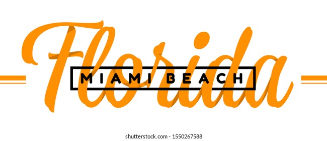 Florida. Miami beach. Tee print with slogan. Typography for t shirt, hoody or sweatshirt.