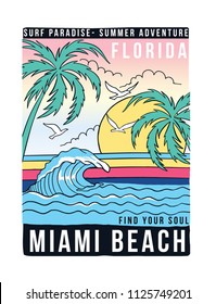 Florida Miami beach theme vector illustration, for t-shirt and other uses.