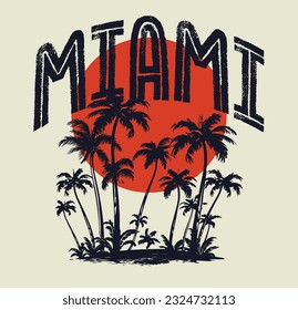 Ejemplo vectorial del tema de la playa de Miami en Florida, para camisetas y otros usos