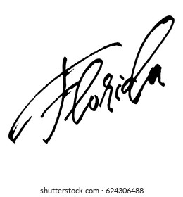 Florida. Modern Calligraphy Hand Lettering for Serigraphy Print