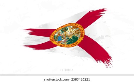 Florida National Flag with Textured Brush Strokes. Artistic Brush Stroke Design.