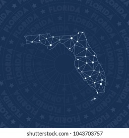 Florida network style us state map. Stylish space style, modern design for infographics or presentation.