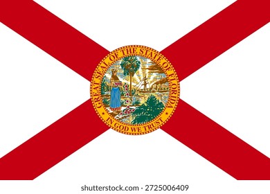 Florida official state flag. Part of The United States of America. Clean design for print, web, or educational use. Vector illustration.