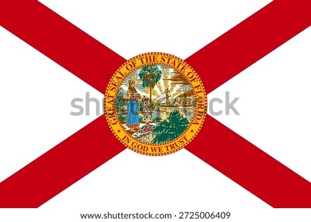 Florida official state flag. Part of The United States of America. Clean design for print, web, or educational use. Vector illustration.