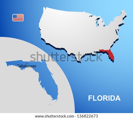 Florida on USA map with map of the state