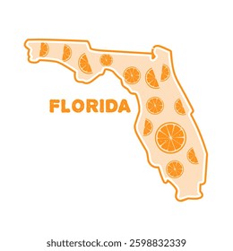 Florida Orange Fruits With State Map Perfect for Print, Sticker, etc