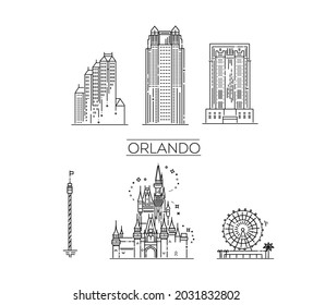 Florida, Orlando, ilustración de la línea de la arquitectura en el horizonte