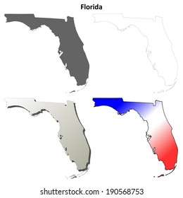 Florida outline map set - vector version